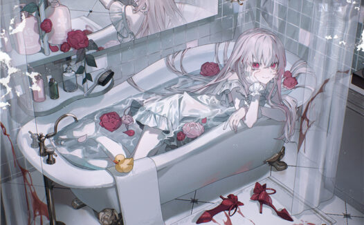 少女与浴缸主题图集高清壁纸原画插画美术绘画图片素材